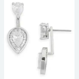 Nordstrom Cubic Zirconia Teardrop Drop Earrings | Silver, NWT